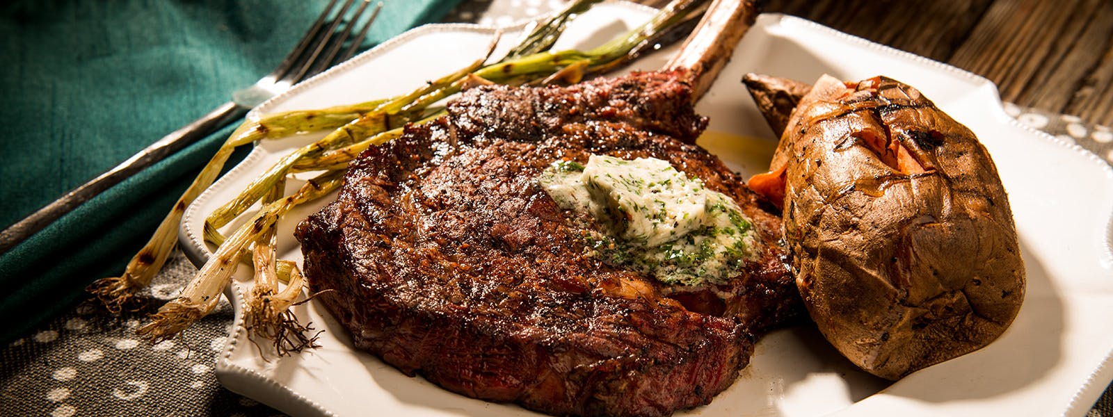 Smoked Rib-Eyes with Bourbon Butter