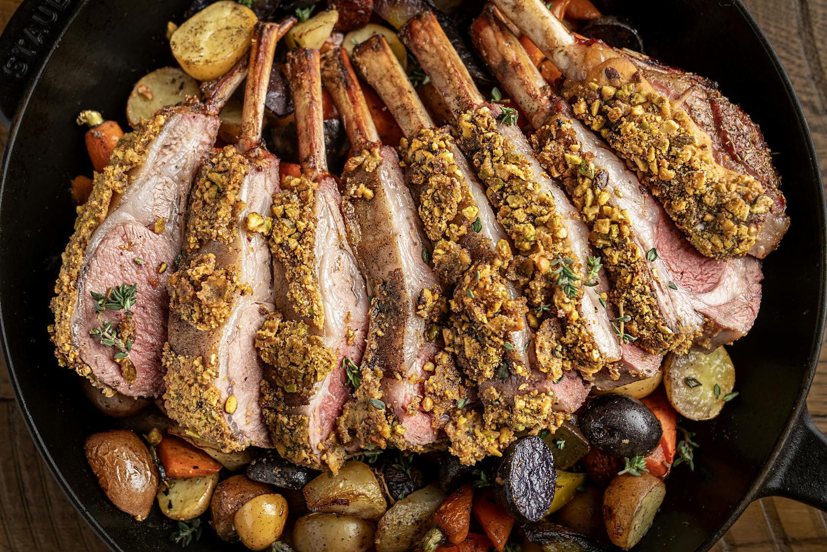Pistachio Crusted Lamb with Vegetables