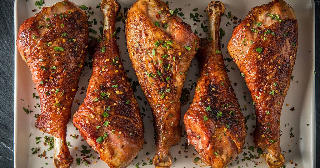 Smoked Turkey Legs With Brown Butter And Bourbon Glaze